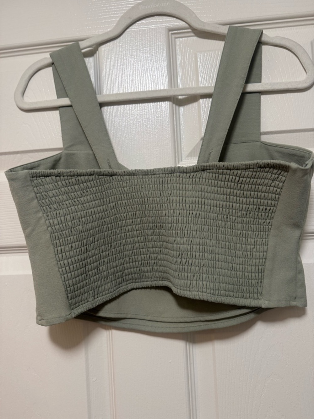 Abercrombie & Fitch Structured Square-Neck Crop Top in Sage Green - Picture 9 of 14